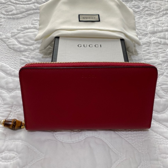 Gucci Red Bamboo Wallet - Picture 1 of 15
